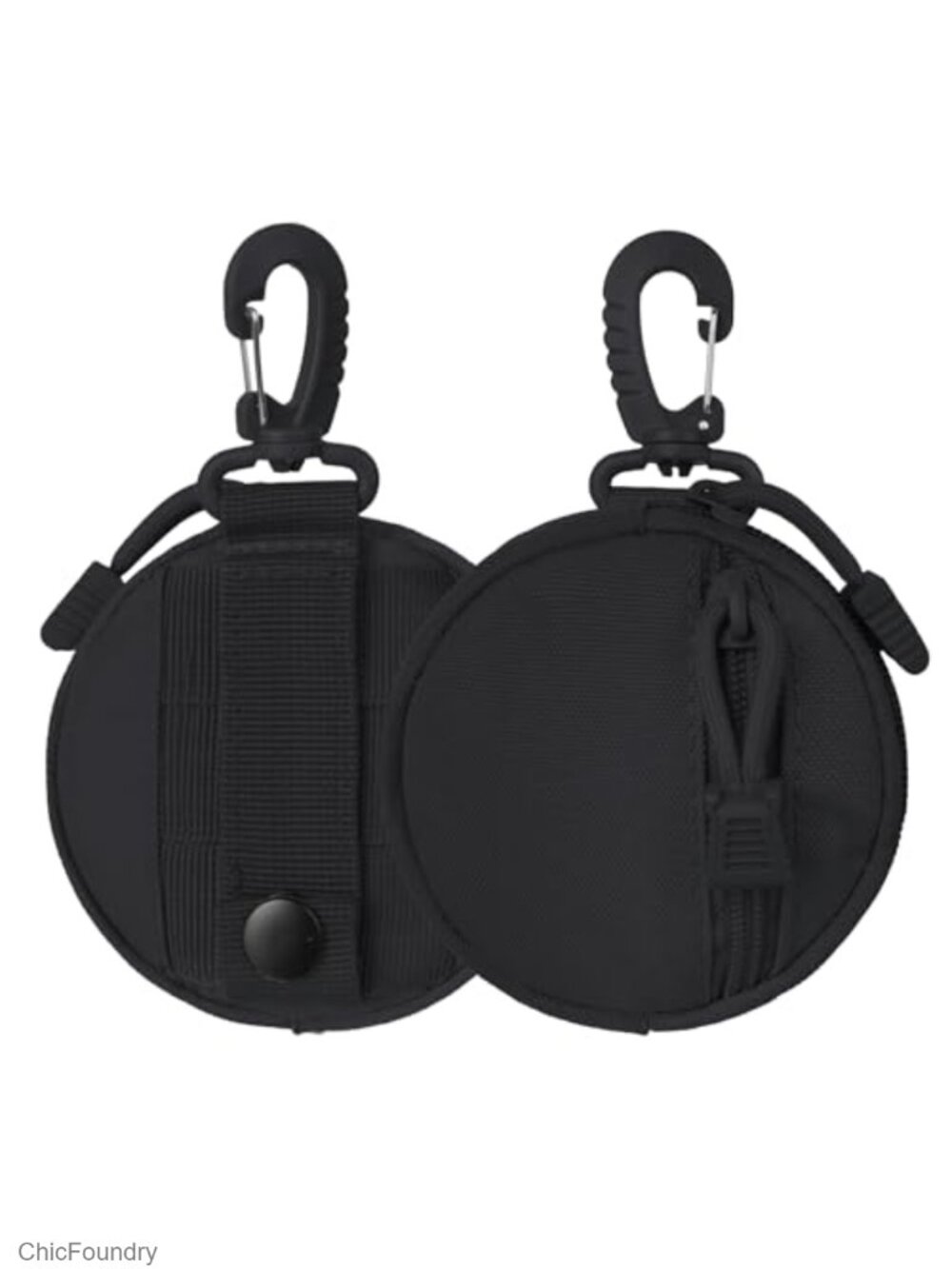 Oxford Cloth Round Coin Purse with Zipper and Carabiner